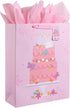 SUNCOLOR 16" Extra Large Gift Bag with Tissue Paper for Girls (Happy Birthday Cake)