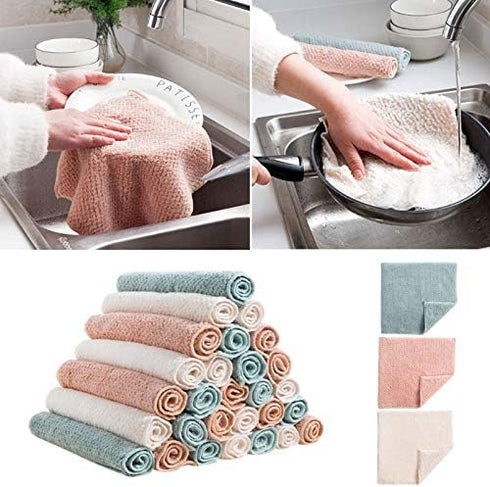 MODODO Microfiber Dishcloth Square Kitchen Washing Cleaning Towel Dish Cloth Rags Wipe Dish Cloth Holder for Kitchen