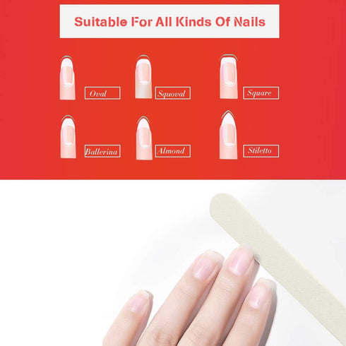 Professional Nail Files Double Sided Emery Board 80/100 Grit for Acrylic Nail Extension, 50Pcs White