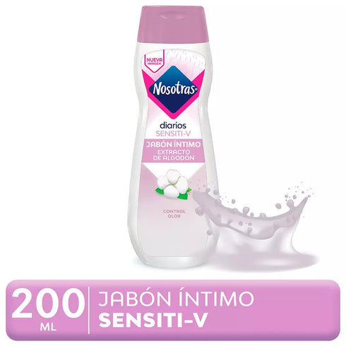 Nosotras Set (6.76oz 200ml) Feminine Wash Intimate Soap Sensiti-V | Kit Jabon Intimo y Paitos Humedos Sensiti-V