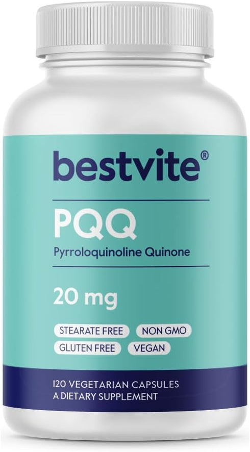 BESTVITE PQQ 20mg, 120 Vegetarian Capsules, No Stearates, Vegan, Non GMO, Gluten Free