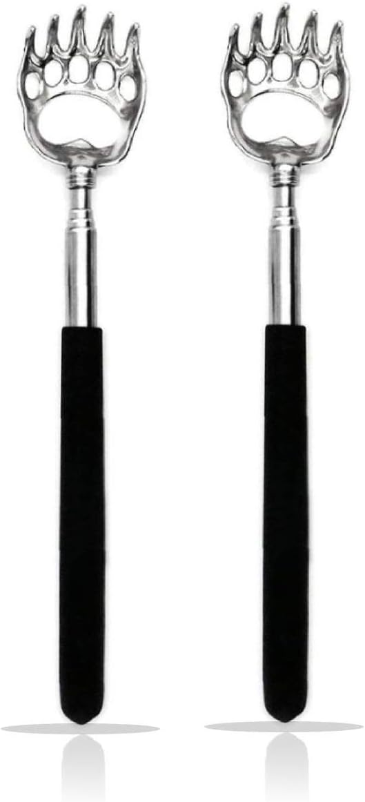 2PCS Back Scratchers, Bear Claw Shaped Scratcher with Extendable Metal Retractable Telescopic Handle