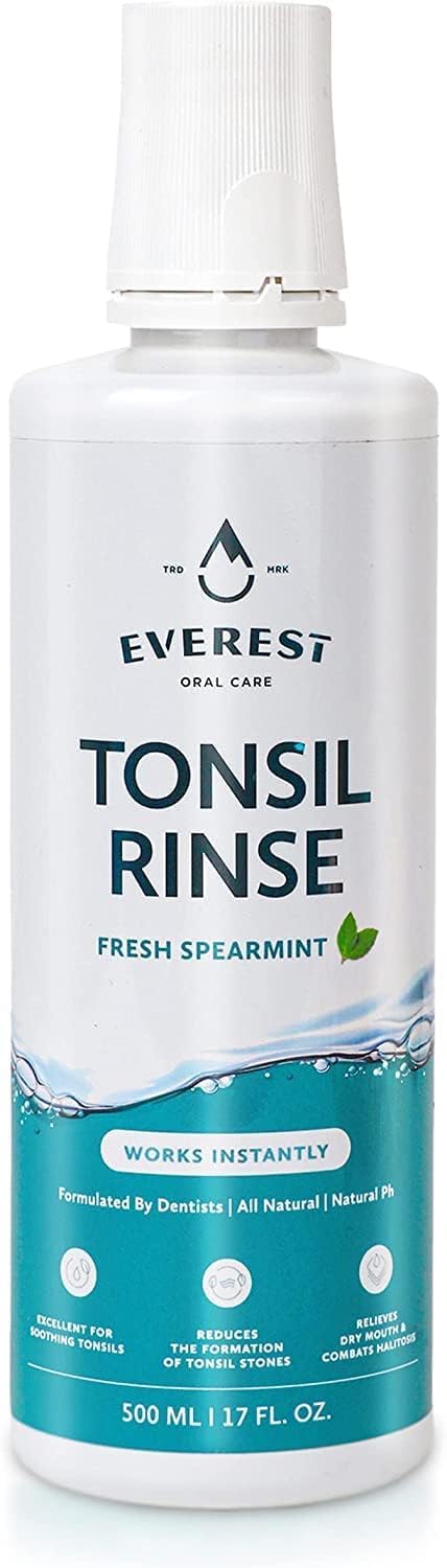 Everest Mouth Wash & Tonsil Stone Remover, Natural Oral Rinse Liquid to Soothe Tonsils, Fight Bad Breath, Spearmint (1)