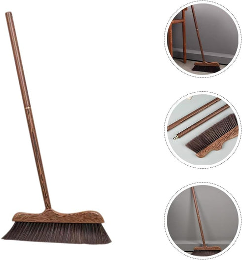UNOMOR Handmade Soft Wood Broom, Long Handle for Dust Removal, Kitchen Cleaning, Patio, and Floor Brush