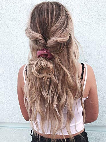 Velvet Scrunchies Hair Ties for Women - 6 Pack Big Vsco Girl Scrunchy with Zipper Pocket Gift for Friends