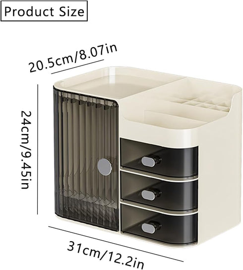 Cosmetics Display Case with Mirror, Large Capacity Cosmetic Storage Box with Drawers, Dust and Waterproof Makeup Organizer, Skincare Jewelry Storage Box for Bedroom, Bathroom (Transparently black) by Haiansan