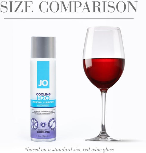 JO H2O Cooling Lube, Water Based Personal Lubricant for Couples, Edible, Travel Size, 4 fl oz