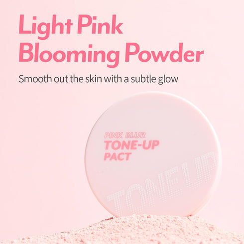 I'M MEME Compact - Tone-up Pact, Korean Pressed Setting Powder for Pink Blur Effect, Oil Control Face Powder (0.35 Oz)