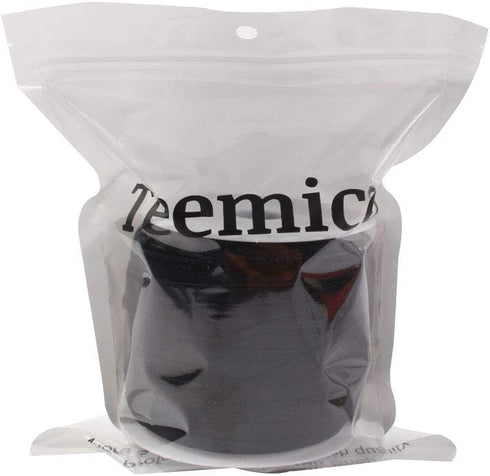 Teemico 50 Yards Black Elastic Foldover Ribbon | Stretch Fold Over FOE Elastics for Hair Ties