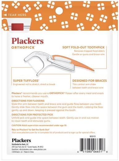 Plackers Orthopick Flosser for Braces, 24 Count, (Pack of 2)