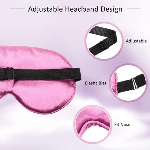 BBTO 4 Pcs Smooth Soft Silk Sleep Eye Masks with Adjustable Strap Blindfold for Travel Relaxation (Blue, Watermelon
