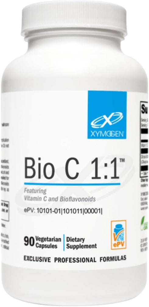 XYMOGEN Bio C 1:1 - High Potency Vitamin C Supplement with Citrus Bioflavonoids, 90 Capsules