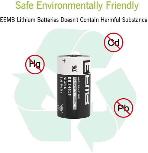 EEMB ER34615 D Cell Batteries 3.6V Lithium Battery 19Ah, Non-Rechargeable for CNC Machine Tool, Meter, Clock