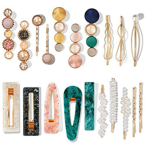 Mehayi 20 PCS Macaron Pearl Acrylic Resin Fashion Hair Clips Set, Cute Hair Barrettes Bobby Pins, Boho Fancy Hairpin