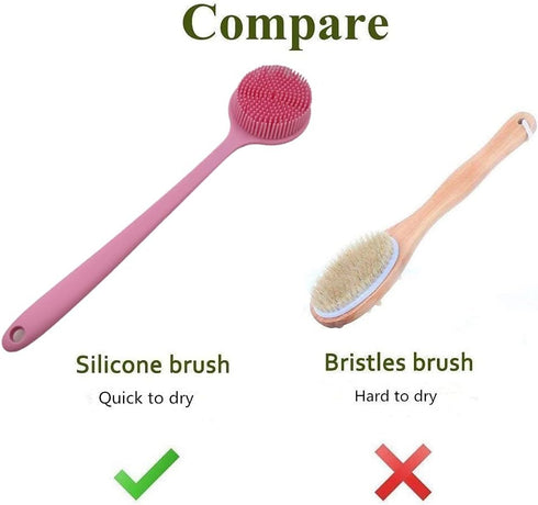 Silicone Body Scrubber, Long Handle Back Scrubber for Shower, Body Brush Shower Scrubber for Exfoliating