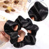 WILLBOND 24 Pieces Satin Hair Scrunchies, Silky Elastic Bands, Skinny Solid Hair Ties for Women, 2 Sizes (Black)