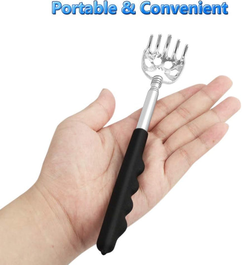 6 Pack Telescoping Back Scratcher - Portable Extendable Bear Claw Backscratchers in Black, Blue, Green, Purple, Red,