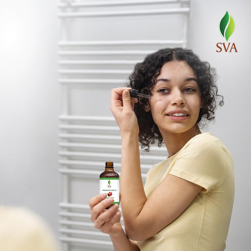 SVA Pomegranate Seed Organic - 4 Fl Oz – 100% Natural Cold Pressed Oil for Face, Skin, Hair Care