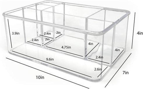 Isaac Jacobs 5-Compartment Clear Acrylic Organizer (10” L x 7” W x 4” H), Makeup Brush Holder, Tall Slot, Multi-Sectional Tray, Storage Solution for Makeup, School, Crafts, Office Supplies & More by Isaac Jacobs