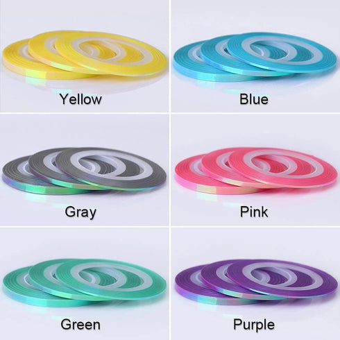 Nail Art Striping Tape Lines - 18 pcs Mermaid Candy Color Adhesive Nail Stickers, Rolls Nail Strips Tape Decals for
