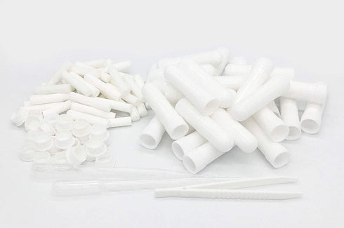 Essential Oil Aromatherapy Blank Plastic Tubes, Includes 24 Tubes + 36 Wicks + 2 Droppers + 1 Tweezers