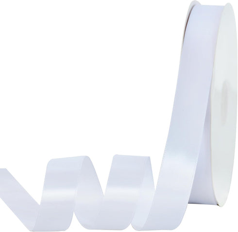 TONIFUL 7/8 Inch x 100 Yards White Satin Ribbon, Thin Solid Fabric Ribbons for Gift Wrapping, DIY Crafts, Invitations