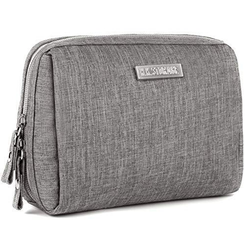 Narwey Small Makeup Bag for Purse - Mini Cosmetic Bag Travel Pouch with Compartments for Women (Small, Grey)
