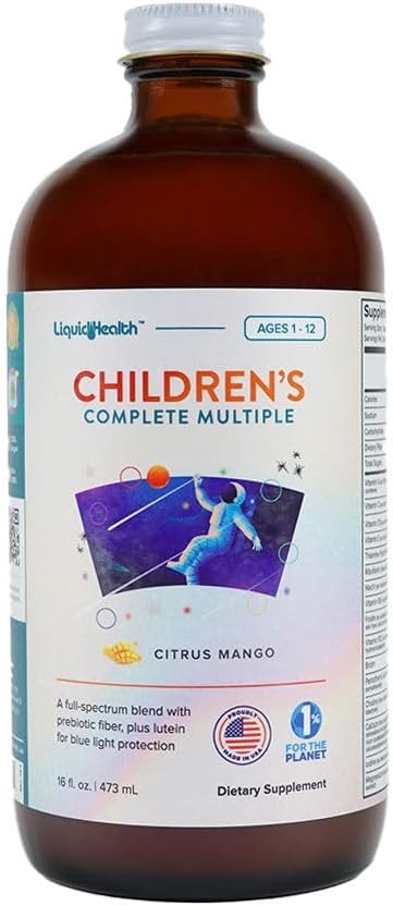 LIQUIDHEALTH 16 Oz Kids Liquid Multivitamin, Essential Vitamins & Minerals Supplement, Gluten Free
