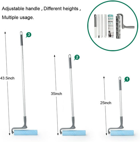 Layers Lagre Pet Mega Cleaning Floor Roller,Long Sticky Mop,with 4-Foot Extendable Handle,10in Wide Roller 25 Sheets