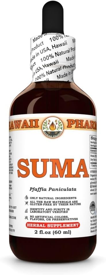 Hawaii Pharm Suma (Pfaffia Paniculata) Dry Root Tincture, All Natural, Vegan, Pure Liquid Extract
