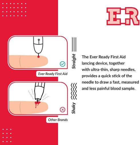 Ever Ready First Aid Lancing Device with 100 30 Gauge Twist Lancets for Blood Sugar Testing