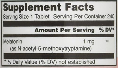 Amazing Formulas Melatonin 1 Mg Tablets, 240 Tablets - Natural Sleep Aid Supplement, Non-GMO, Gluten Free