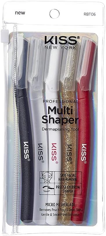 Kiss New York Eyebrow Razor Trimmer Facial Hair Shaper Remover, Multipurpose Exfoliating Dermaplaning Dermaplane Shaving Tools for Men & Women 5 Count