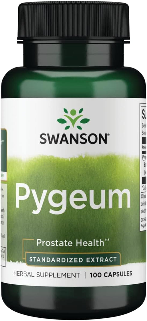 Swanson Pygeum, Herbal Supplement for Male Prostate Health, Bladder, Urinary Tract Support, 100 Capsules