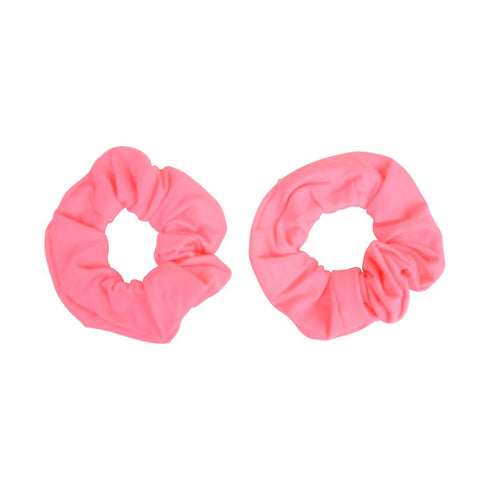 Set of 8 Neon Color Solid Scrunchies, Hair Scrunchy (Pink, Yellow, Green, Orange)