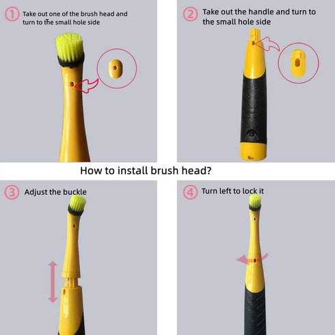 Power Scrubber Electronic Household Cleaning Brush Spin and Shower Scrubber with 4 Brush Heads for Kitchen and Household Cleaning by VKYSINKO