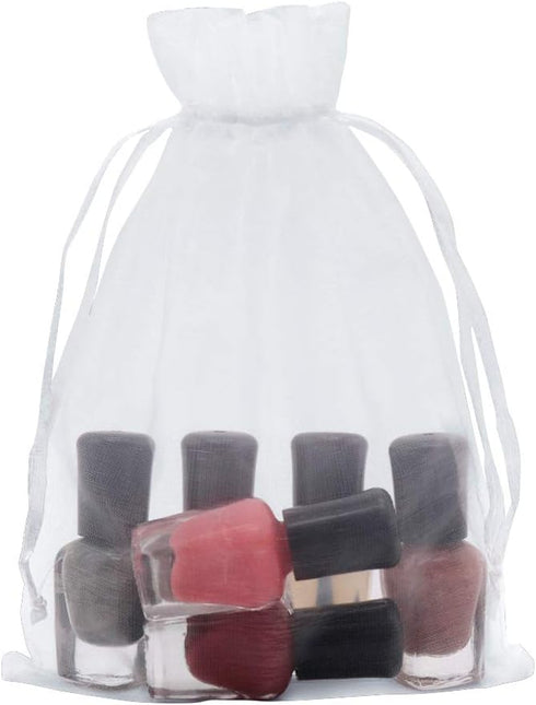 HRX Package 100pcs White Organza Gift Bags 5x7 inch, Mesh Jewelry Pouches for Christmas Candy Present