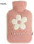 SKUZA (2 2000ml) Hot Water Bottle, Winter Winter Portable Hot Water Bottle Pink Super Soft Flannel Hot Water Bag