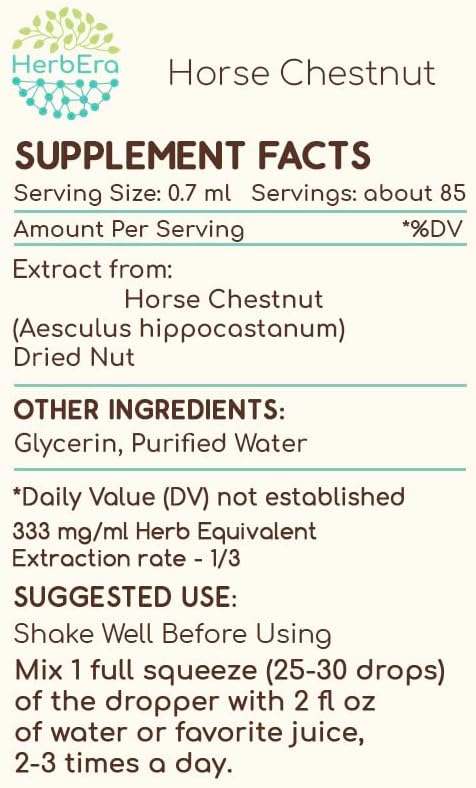 Horse Chestnut B60 Alcohol-Free Herbal Extract Tincture, Super-Concentrated (2 fl oz)