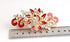 Women's Multilayered Peacock Shaped Rhinestone French Barrette Hair Clip - Red