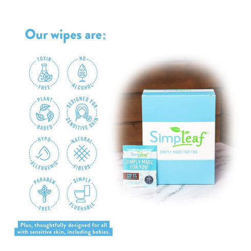Pack (30 2 Pack 60 Counts Simpleaf Flushable Unscented Single Wet Wipes | Paraben & Alcohol Free | Hypoallergenic