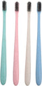 Wheat Straw Handle Toothbrush Pack of 12 with Soft Charcoal Bristles Ergonomic