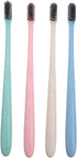 Wheat Straw Handle Toothbrush Pack of 12 with Soft Charcoal Bristles Ergonomic