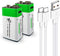 USB 9V Lithium Ion Rechargeable Battery, High Capacity 650mAh, 1.5 H Fast Charge, 1200 Cycle, 2-Pack