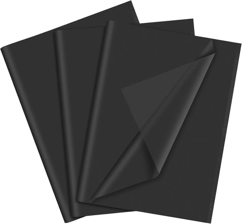 PLULON 60 Sheets Black Tissue Paper Bulk, Gift Wrap Tissue Paper for Birthday Wedding Holiday Flower Packaging