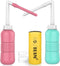 2in1 Portable Hand-held Vulva and Anus Cleaner, Travel Urinal Spray Scrubber for Personal Hygiene (PINK+GREEN 450ML)