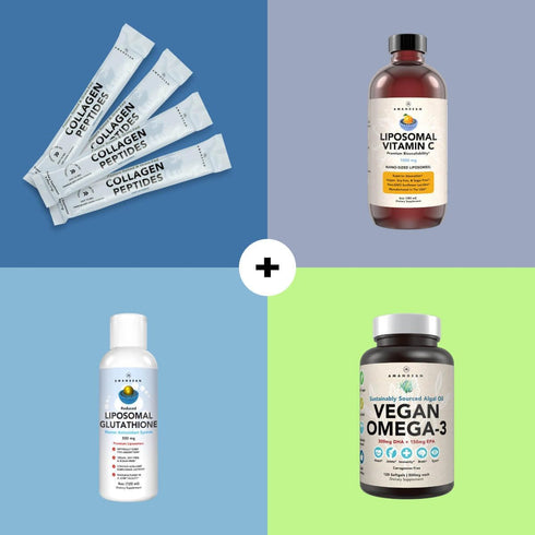 AMANDEAN Collagen Peptides Powder Packets - 30 Individual Stick Packs, Grass-Fed Hydrolyzed Protein