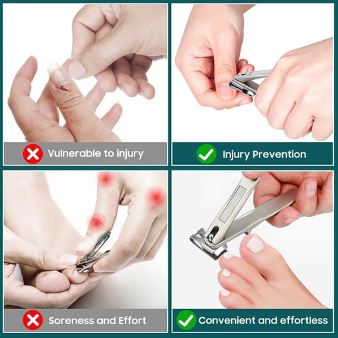 Nail Clippers for Seniors, 360 Degree Rotary Fingernail and Toenail Clippers with Long Handle