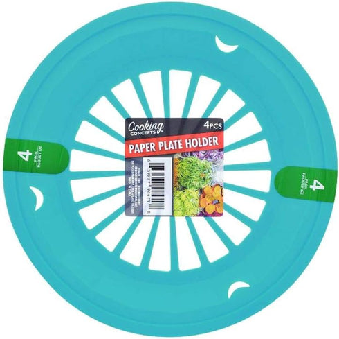 Sturdy Blue Vented Paper Plate Holder - 4 Pack (10'' Diameter)