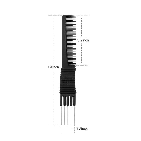 Leinuosen 3 Pack Carbon Lift Teasing Combs, Hair Pick Comb for Women Hair Styling (Black)
